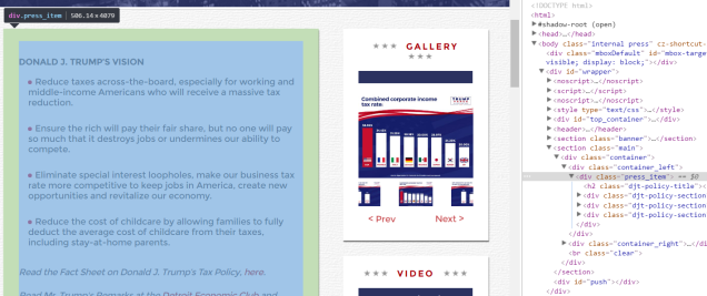 How to Scrape Webpages Trump Tax Plan Page Selector